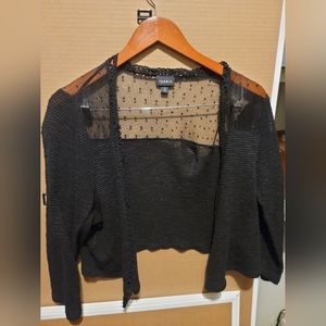 Torrid bolero, black with lace panel shoulders and back